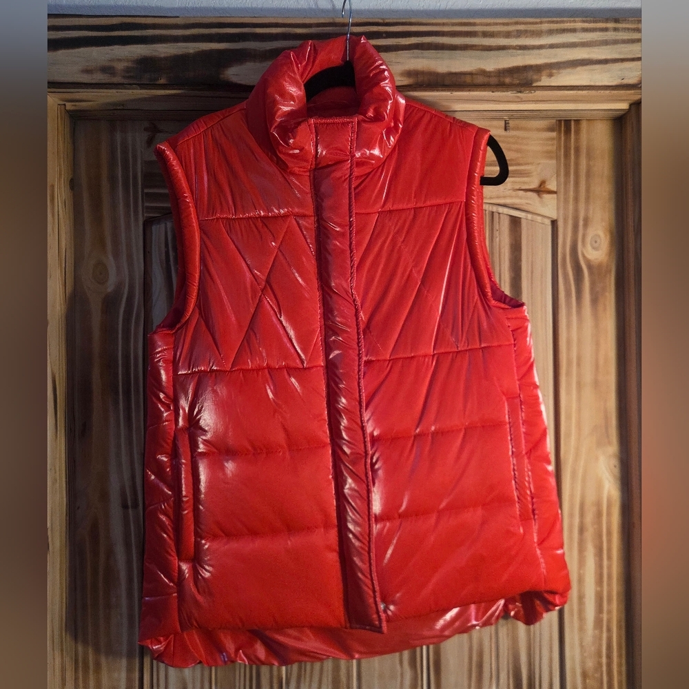 Womens Trend Factory Reddish/orange Puffer Vest Size Large